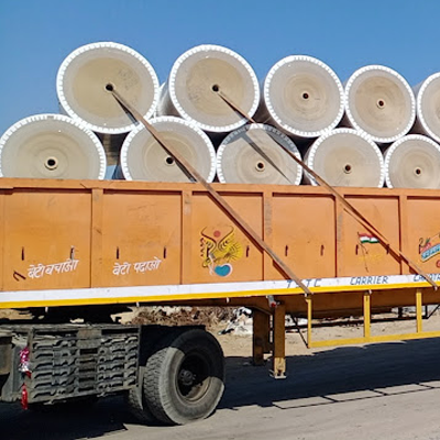 paper rolls and truck